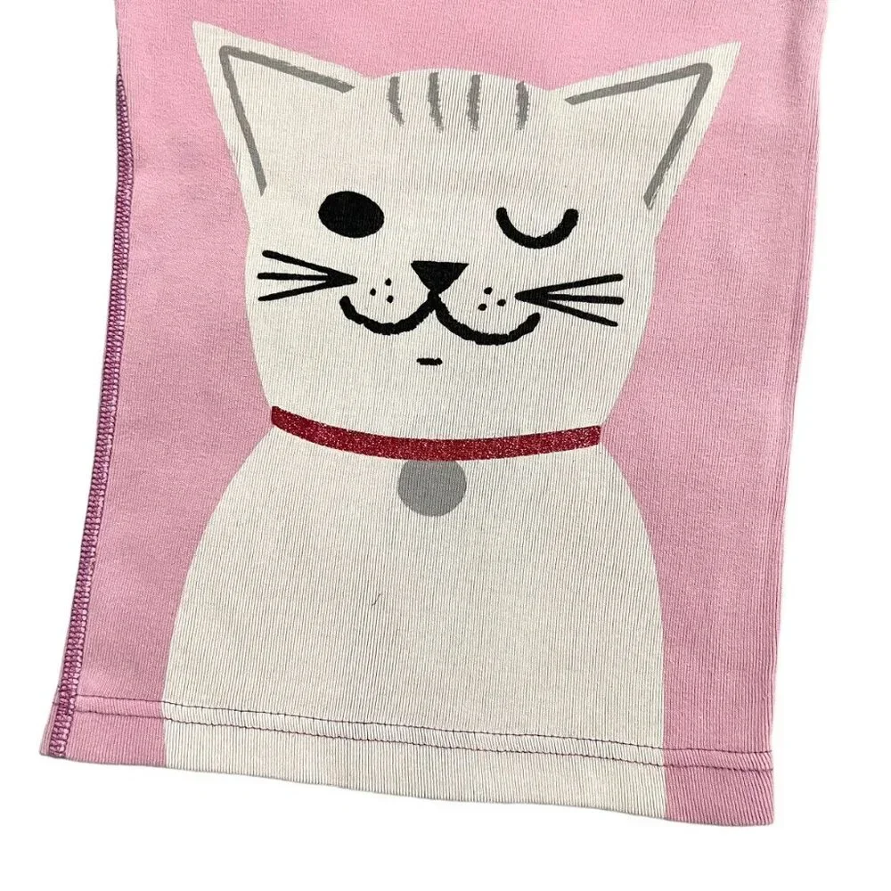 Hanna Andersson Sz 100 (4) Striped Cat Long John Pajamas